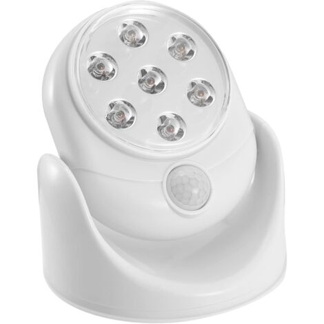 Sensor de movimiento inalámbrico activado, 7 bombillas LED, infrarrojos de 360°, detección PIR automática, funciona con pilas Luz/lámpara de seguridad para interior/exterior/pared/garaje/patio