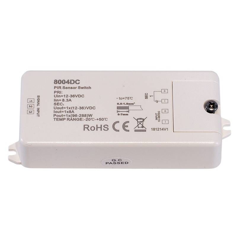 

Sensor de movimiento PIR 12-36V-DC 8A 60º IP20