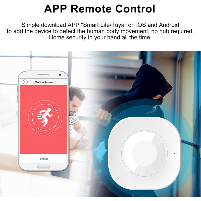 

Sensor de movimiento WIFI PIR, sensor de alarma antirrobo de seguridad