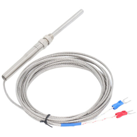 Sensor de temperatura termopar tipo K BERM, detector de sensibilidad blindado, sonda de 50 mm, rango de 3 metros