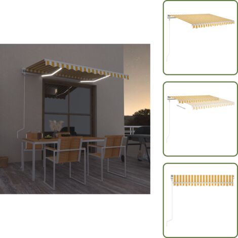Sensor de viento - vidaXL Toldo automático LED sensor de viento amarillo blanco 300x250cm - Luces LED