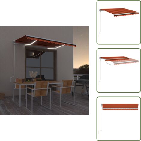 Sensor de viento - vidaXL Toldo automático LED sensor de viento naranja marrón 350x250 cm - Luces LED