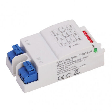 Sensor movimiento y luz detector ip20 blanco 3,6x7,8x2,5 cm 360º alcance de 2 a 8 m
