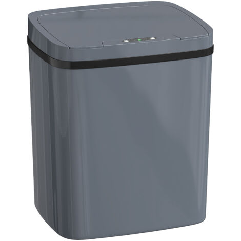 Sensor-Mülleimer 15L – 2 Öffnungsmodi, Edelstahl, grau, geräuschloser Verschluss, berührungslos, für Küche & Büro, hygienisch, 27,6x21,4x33,5 cm, modernes Design, langlebig und pflegeleicht