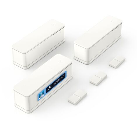 Sensore di apertura porta/finestre Bosch Smart Home II [+M], set da 3, bianco, compatibile con sistemi Bosch Smart Home e Matter, basso consumo energetico, rilevatore intelligente per riscaldamento