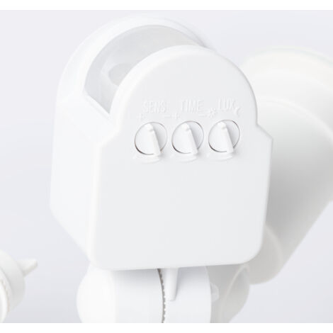 Sensore di Movimento PIR Crepuscolare 180º da Parete per Esterni IP44 per Due Lampadine E27 Bianco