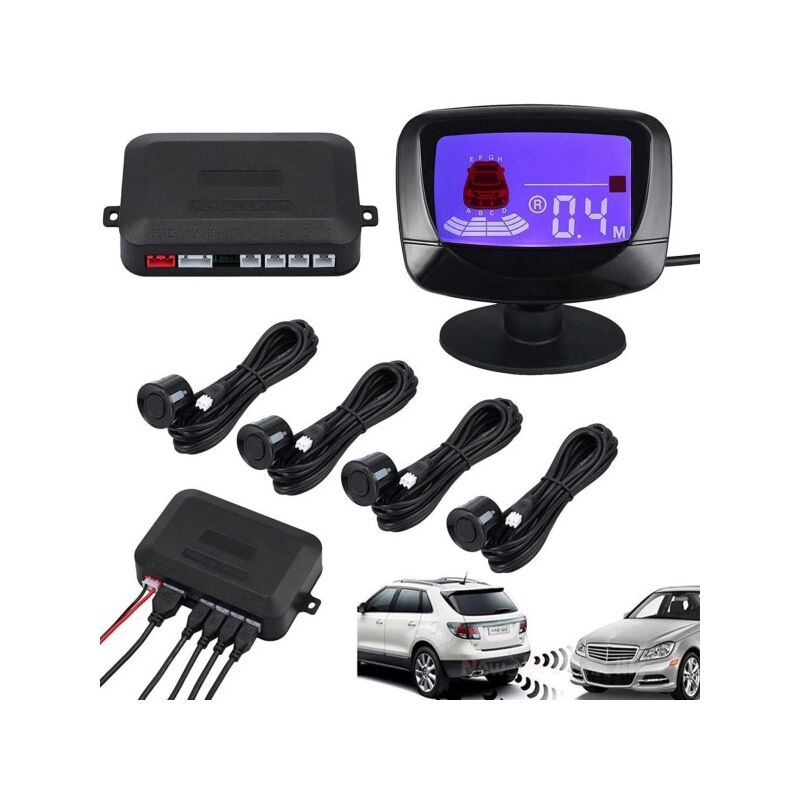 Image of Trade Shop - Sensore Di Parcheggio Auto Sistema a 4 Sensori Display Led Ad Ultrasuoni Q-ca202