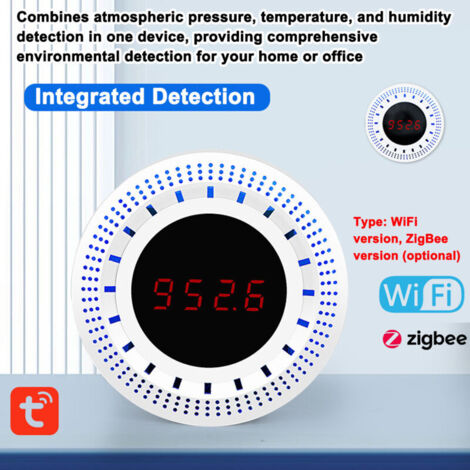 Sensore di pressione intelligente Wi-Fi SJLERST con funzione di rilevamento di temperatura e umidità, dispositivo integrato per la domotica.