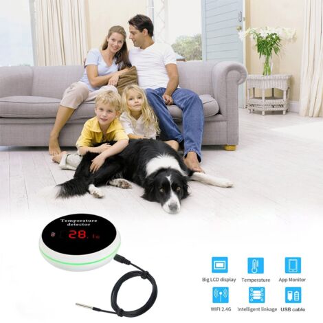 Sensore di temperatura Wi-Fi Tuya con sonda esterna impermeabile, monitor di temperatura intelligente con display LCD retroilluminato, batteria ricaricabile