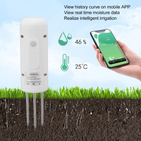 Sensore di umidità del terreno wireless, monitoraggio in tempo reale tramite APP, sonda di temperatura del terreno impermeabile IP67, sensore di umidità del terreno portatile per giardino e fattoria