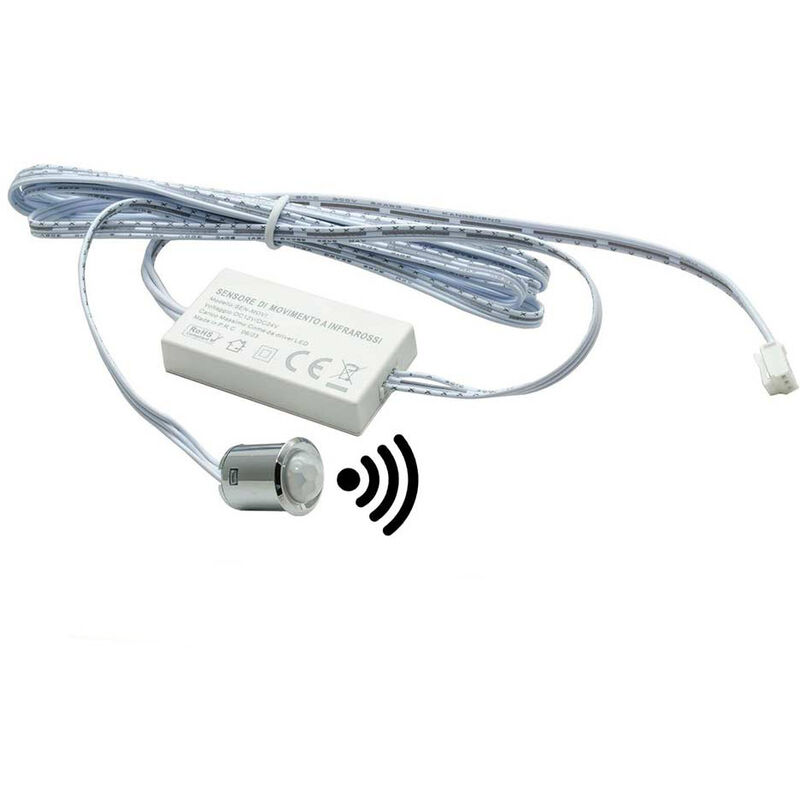 Image of Sensore interruttore a infrarossi di passaggio pir per luci strip led pulsante per mobili armadi sensori di accensione 12/24v