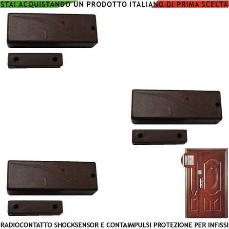 Sensore Magnetico Radio Fr. 433,92 MHz Rilevatore Sismico Regolabile Per Antifurto Ingresso NC e Contaimpulsi Per Switchallarm Codice SecurLysa Anticollisione Rileva Trapano e Tentativi di Scasso