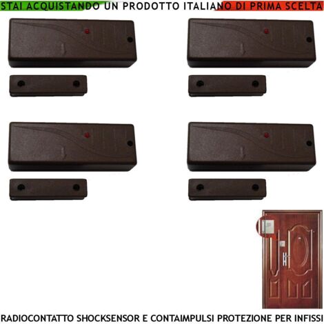 Sensore Magnetico Wireless Fr. 433,92 MHz Rilevatore Sismico Regolabile Per Antifurto Ingresso NC e Contaimpulsi Per Switchallarm Codice SecurLysa Anticollisione Rileva Trapano e Tentativi di Scasso