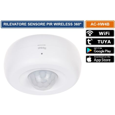 SENSORE RILEVATORE PIR WIRELESS A SOFFITTO 360° PER SISTEMA DI ALLARME ATLO-AZ-WG13A-TUYA