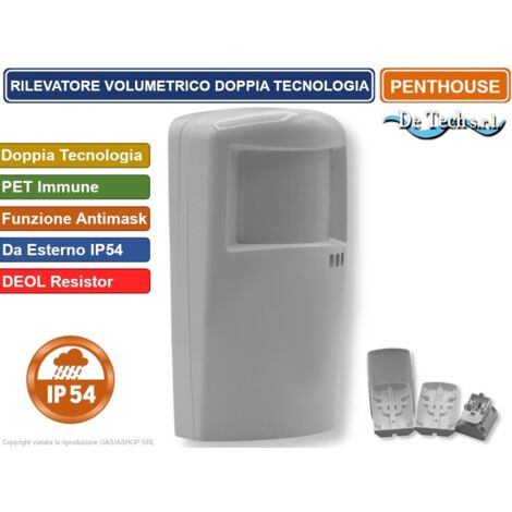 SENSORE RILEVATORE VOLUMETRICO DA ESTERNO A DOPPIA TECNOLOGIA IP54