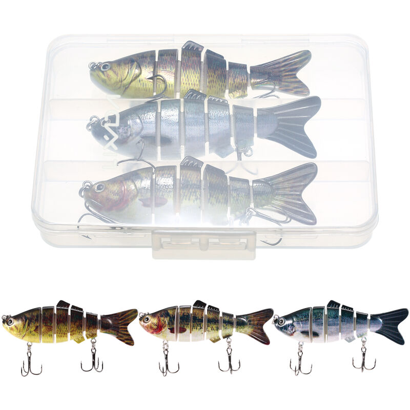 

Lixada - Senuelo de pesca de accion de natacion de 3.9in / 0.6oz Bionic Multi Jointed Hard Bait S con caja de aparejos Senuelos de pesca de 6