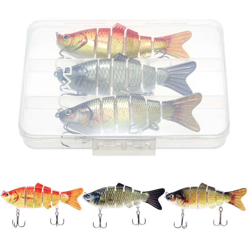 

Lixada - Senuelo de pesca de accion de natacion de 3.9in / 0.6oz Bionic Multi Jointed Hard Bait S con caja de aparejos Senuelos de pesca de 6