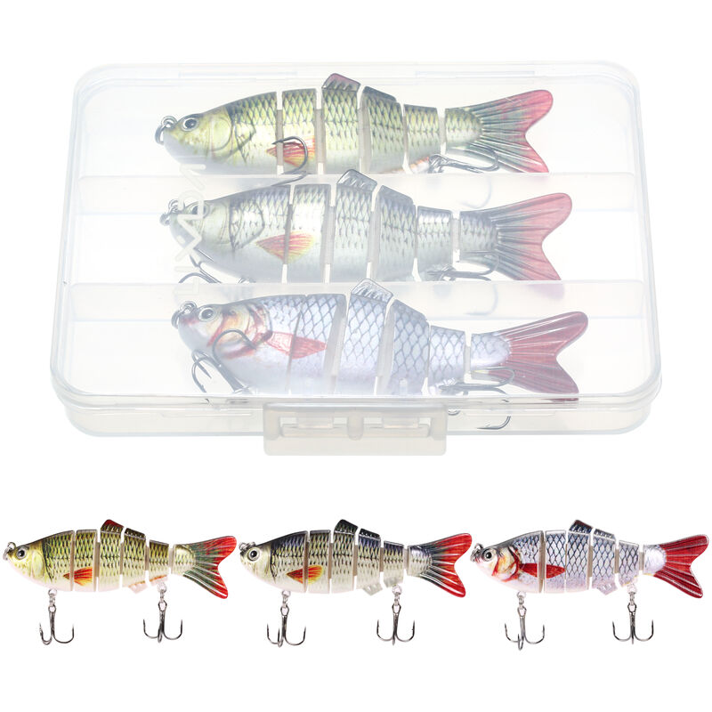 

Lixada - Senuelo de pesca de accion de natacion de 3.9in / 0.6oz Bionic Multi Jointed Hard Bait S con caja de aparejos Senuelos de pesca de 6