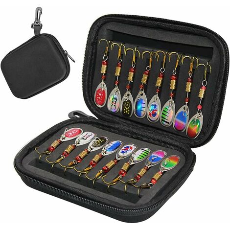 Señuelos de pesca, 16 piezas Cucharas de pesca Señuelos de cebo de metal Cucharas de pesca, para trucha Bass Casting Spinner Cebo de pesca con estuche de bolsa de almacenamiento