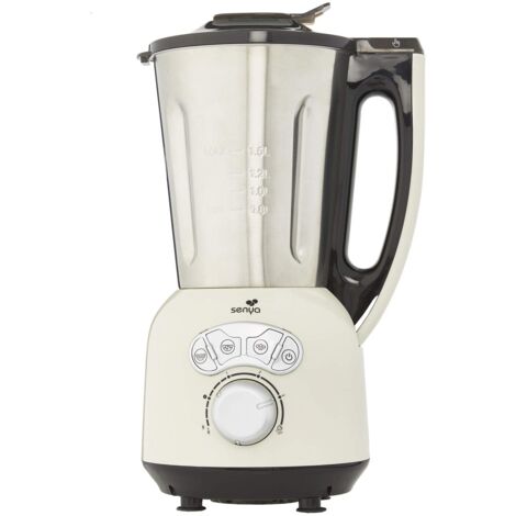 Senya SYCP-HB008C Blender Chauffant Inox Cook & Ice V3, Mixeur Zuppe Vellutate/Passati, Cottura a Vapore, Gelati Smoothies, 1,5L,1400W, Crema, 1400 W, 1.5 Litri, Metallo, 3 velocità