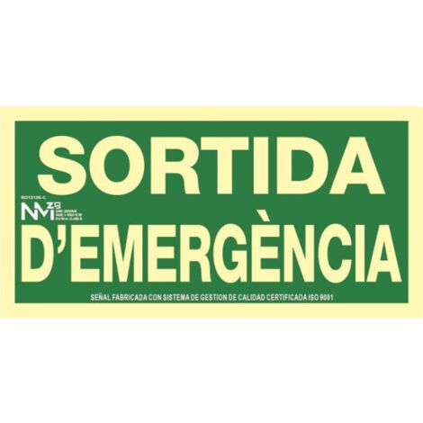 Senyal Luminiscent Sortida D Emergencia PVC 15x30 cm Verde