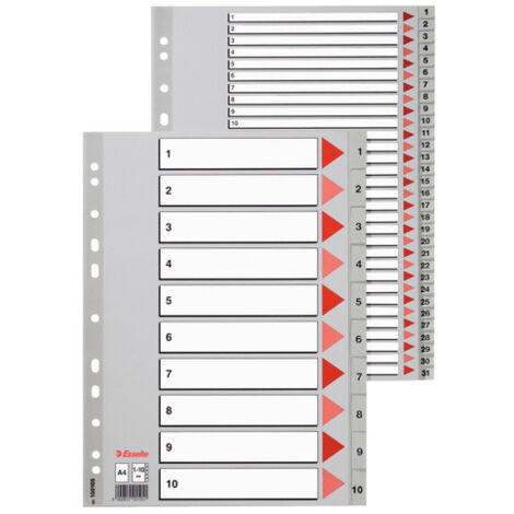 SEPARADOR ALFABETICO POLIPROPILENO MULTITALADRO A-Z FORMATO A4 COLOR GRIS ESSELTE 100112