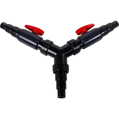 Separador de agua tipo Y de 3 vías Ø25/32/38 mm con 2 válvulas de bola para decoración de agua y cascada.