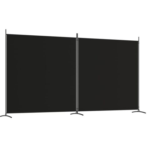 Separador de ambientes 2 paneles 348 x 180 cm tela negra y hierro DEC030714