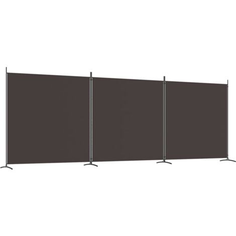 Separador de ambientes 3 paneles 525 x 180 cm tela marrón y hierro DEC030778