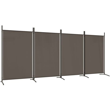 Separador de ambientes 4 paneles 346 x 180 cm antracita tela y hierro DEC030827