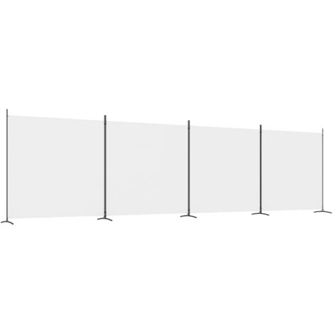 Separador de ambientes 4 paneles 698 x 180 cm tela blanca y hierro DEC030842