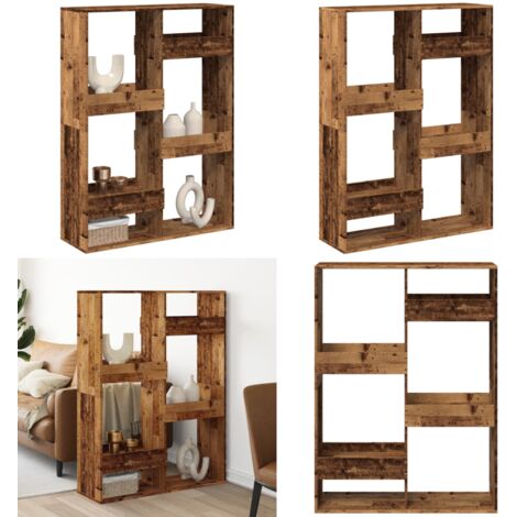 Separador de ambientes madera envejecida 100x33x135 cm - Estantería decorativa - Estantería de madera