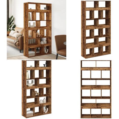 Separador de ambientes madera envejecida 100x33x187,5 cm - Estantería decorativa - Estantería de madera