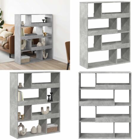 Separador de ambientes madera gris hormigón 100x33x125,5 cm - Estantería decorativa - Estantería de madera