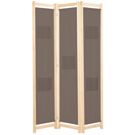 Separador de ambientes mampara divisoria muebles decoración 3 paneles marrón 120x4 cm tela