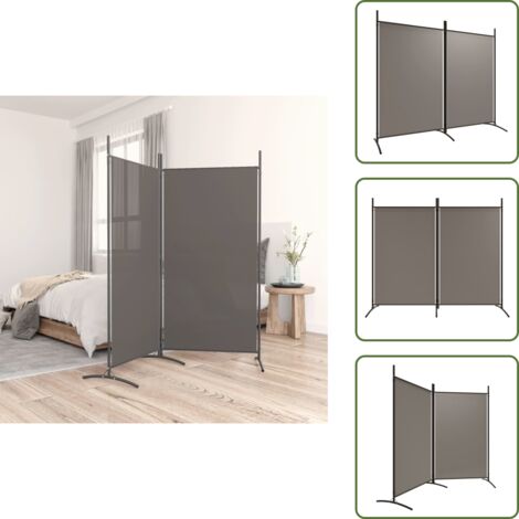 Separador de ambientes - vidaXL Biombo divisor de 2 paneles de tela gris antracita 175x180 cm - Biombo gris antracita