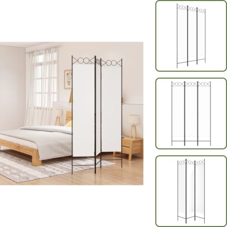 Separador de ambientes - vidaXL Biombo divisor de 3 paneles de tela blanco 120x200 cm - Biombo blanco