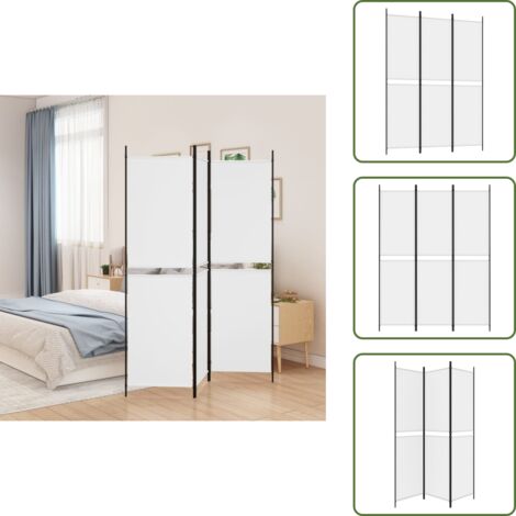Separador de ambientes - vidaXL Biombo divisor de 3 paneles de tela blanco 150x200 cm - Biombo blanco