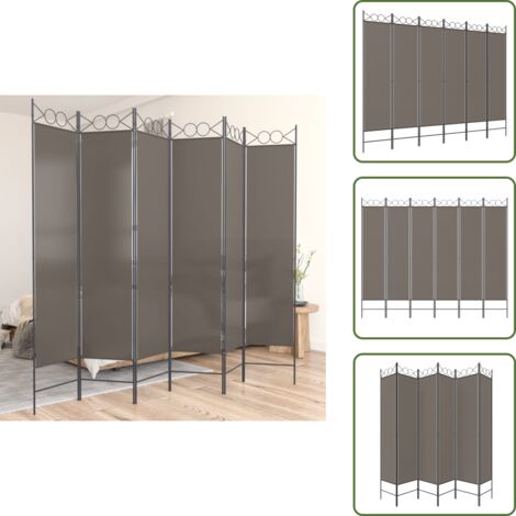 Separador de ambientes - vidaXL Biombo divisor de 6 paneles de tela gris antracita 240x200 cm - Biombo gris antracita