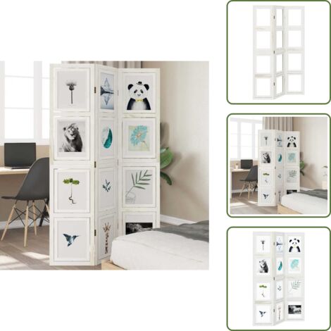 Separador de ambientes - vidaXL Biombo separador de 3 paneles madera maciza Paulownia blanco - Panel divisor