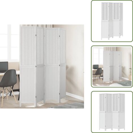 Separador de ambientes - vidaXL Biombo separador de 4 paneles madera maciza Paulownia blanco - Biombo decorativo