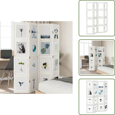 Separador de ambientes - vidaXL Biombo separador de 4 paneles madera maciza Paulownia blanco - Biombo decorativo