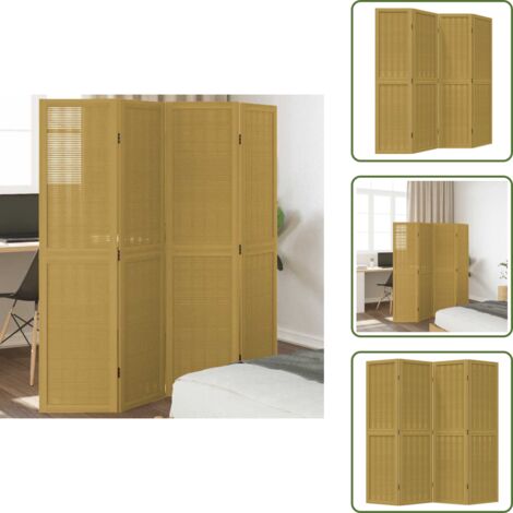 Separador de ambientes - vidaXL Biombo separador de 4 paneles madera maciza paulownia marrón - Biombo decorativo