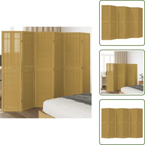 Separador de ambientes - vidaXL Biombo separador de 6 paneles madera maciza paulownia marrón - Biombo decorativo