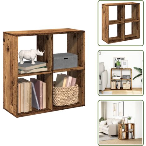 Separador de ambientes - vidaXL Librería divisor madera ingeniería envejecida 69,5x29x69,5 cm - Estantería para libros