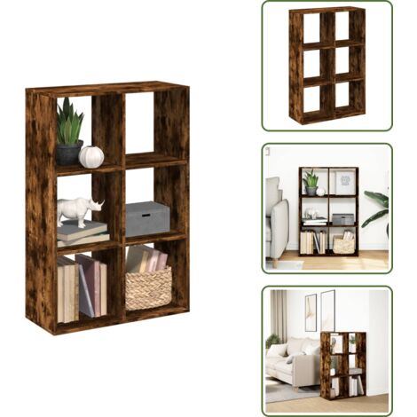 Separador de ambientes - vidaXL Librería divisora madera roble ahumado 69,5x29x103,5 cm - Estantería de roble ahumado