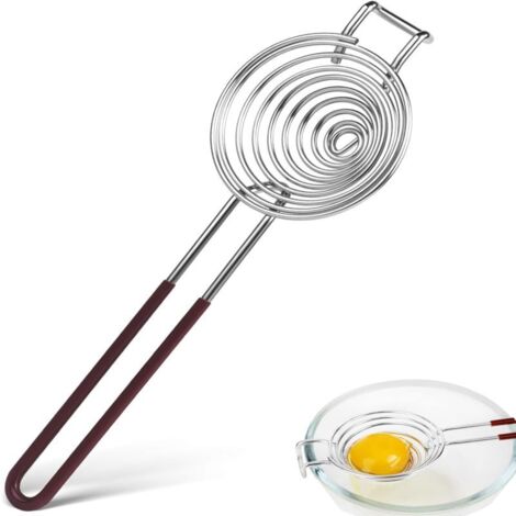 Separador de claras y yemas de acero inoxidable con mango, filtro de huevos para cocinar y hornear, marrón oscuro.