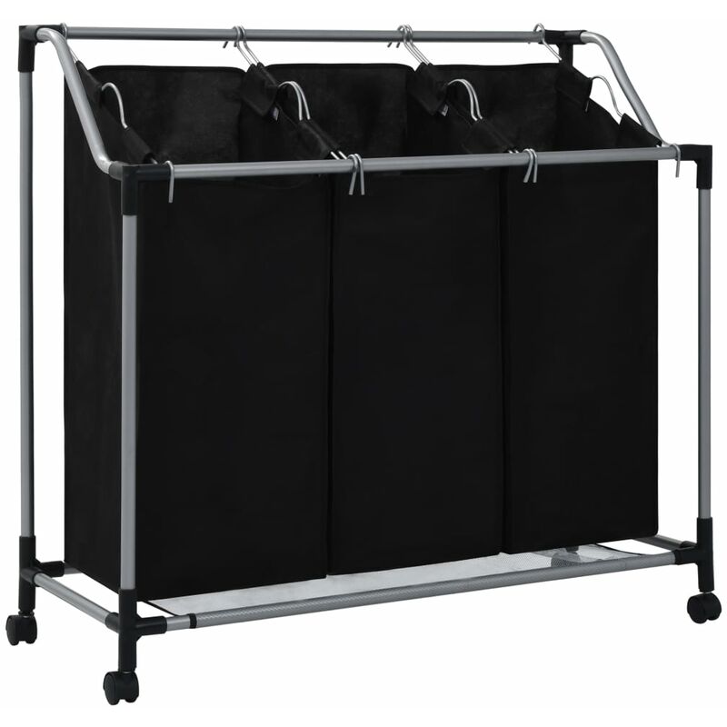 

Separador de colada con 3 bolsas acero negro - Negro - Vidaxl