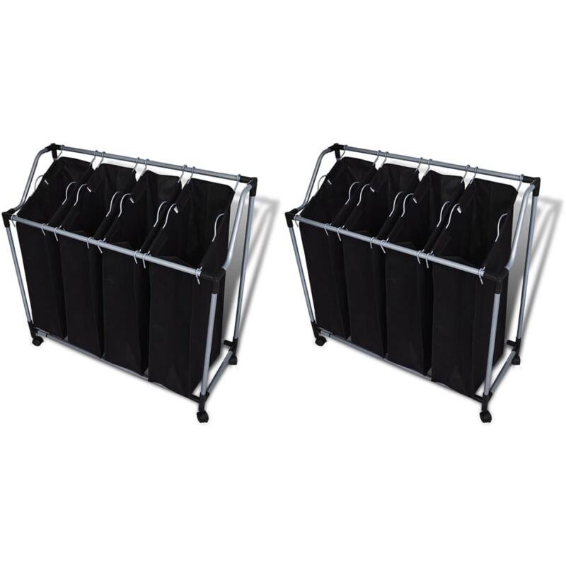 

vidaXL Separador de colada con bolsas 2 unidades negro y gris - Negro