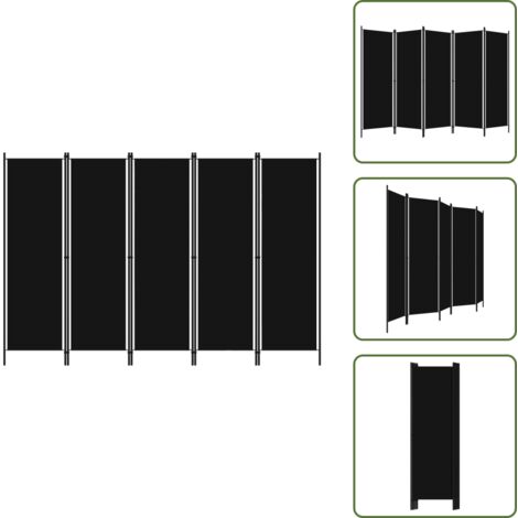 Separador de habitaciones - vidaXL Biombo divisor de 5 paneles negro 250x180 cm - Decoración de habitación